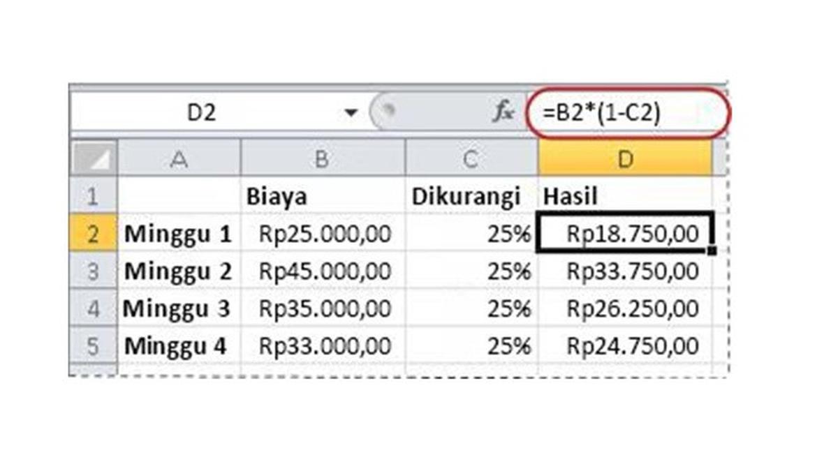 Cara Menghitung Persen di Excel